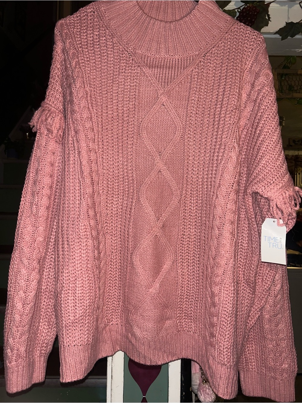Pink fringe sweater